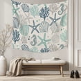 thumbnail image 5 of Blue Teal Coastal Large Tapestry for Bedroom Wall Hanging Tapestry,Summer Beach Starfish Coral Nautical Rustic Ceiling Backdrop Tapestries Poster Blanket Wall Decor for Living Room 86" x 104", 5 of 8