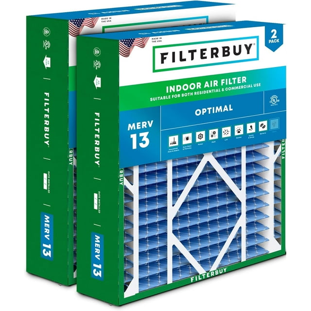Filterbuy 21x24.5x5 MERV 13 Pleated HVAC AC Furnace Air Filters for Rheem, Ruud, and Protech (2-Pack)