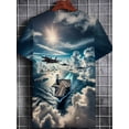 thumbnail image 3 of Men's 3D T-shirt, with an aircraft carrier, very suitable for external exploration. Made of soft fabrics, sea-colored, clever and solid, very suitable for meals or at home., 3 of 6