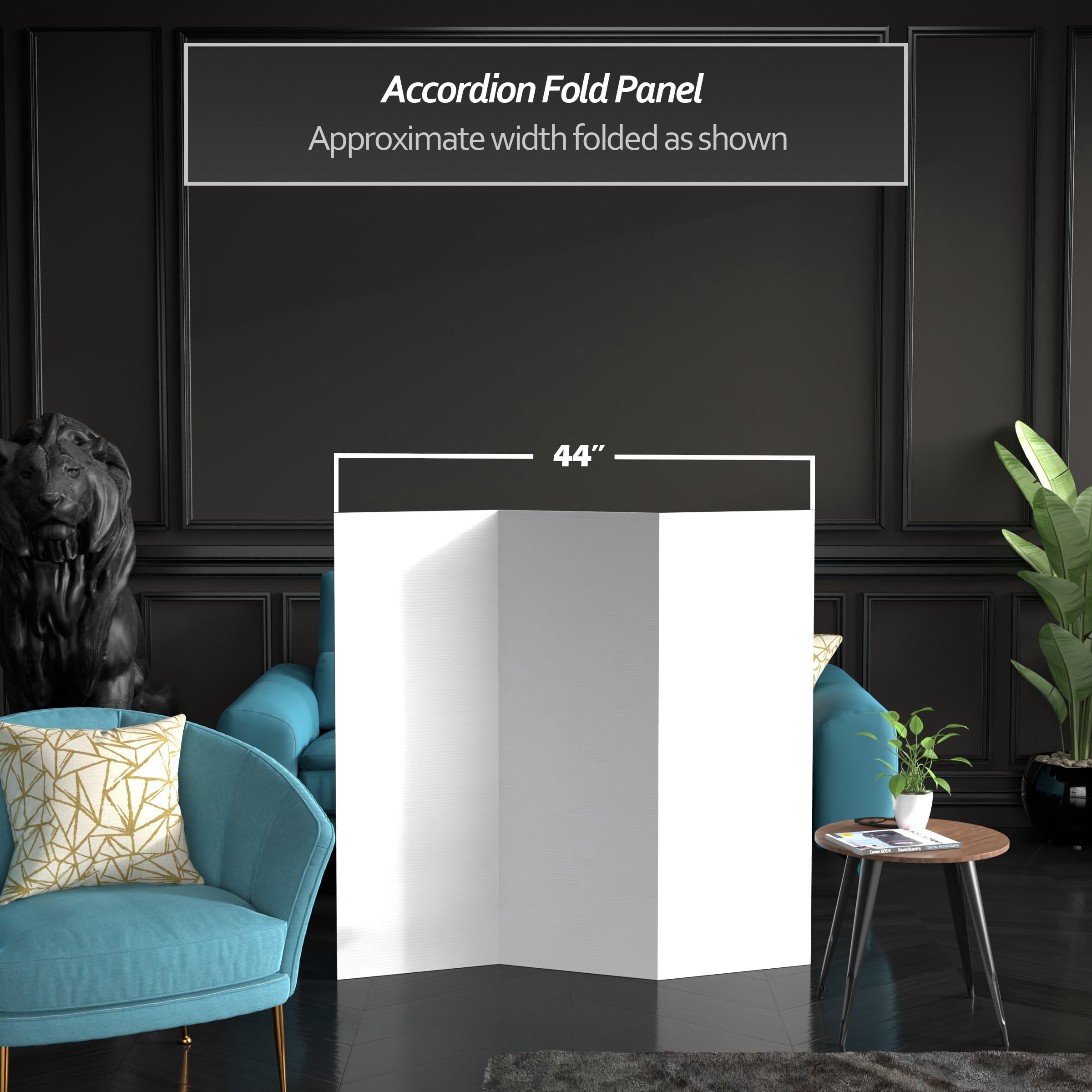 Red Lantern 4 ft. Short White Temporary Cardboard Folding Screen - 3 Panel