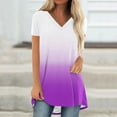 thumbnail image 2 of Ltctricy T Shirts for Women Trendy Short Sleeve V Neck High Low Hem Gradient Flowy Tunic Tops Casual Loose Tee Blouses, 2 of 5