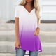 thumbnail image 2 of Mujeres de Manga Larga Superior, Estampado Corto Delantero Larga Espalda Raglan Cuello en V Camiseta de Manga Corta, Casual, 2 of 9