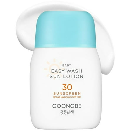 GOONGBE Baby Easy Wash Sun Lotion SPF 30 – 100% Mineral, Easy-Rinse Baby Sunscreen