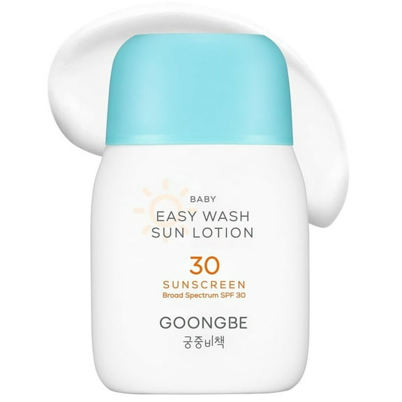 GOONGBE Baby Easy Wash Sun Lotion SPF 30 – 100% Mineral, Easy-Rinse Baby Sunscreen
