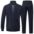 thumbnail image 5 of Handshe Men's Solid Color Tracksuit Set, Full-Zip Jacket with Pockets and Elastic Cuffs, Comfortable Sportswear for Gym and Daily Wear, 5 of 7