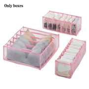 LIVEYOUNG 3pcs/set Underwear Storage Box Socks Closets And Drawers Folding Case pink