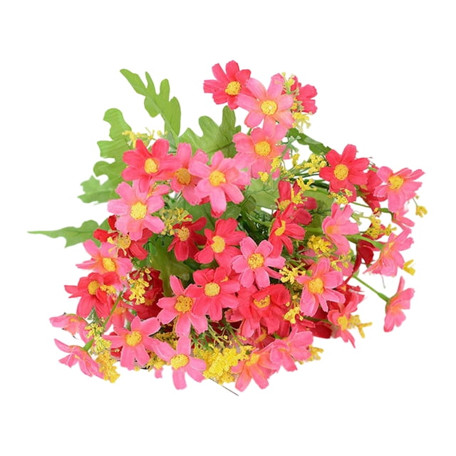 Flores artificiales de 28 cabezas para exteriores, flores silvestres de seda sintética con tallo, arreglo floral falso para macetas, cestas colgantes, porche, patio, decoración de jardín.