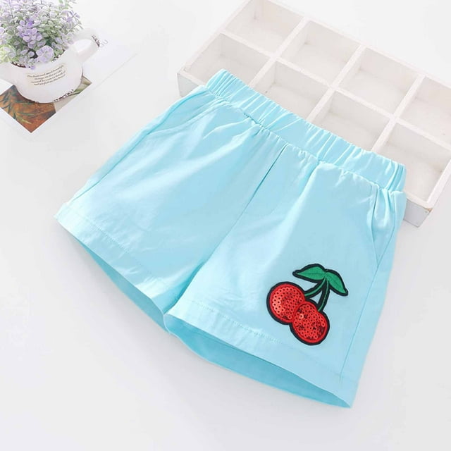 DPTALR Summer Casual Girls' Shorts Elastic Outwear Hot Pants Sequins Solid Color Versatile Pants