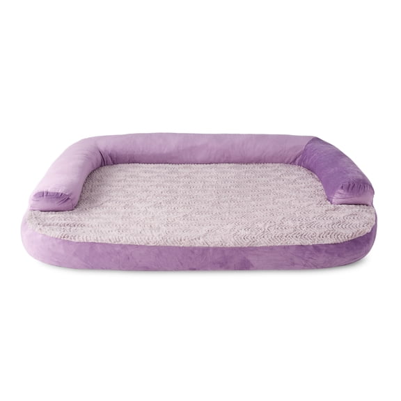 Vibrant Life Extra Large Round Corner Sofa Style Dog Bed, Purple, 35" x 48"