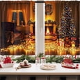 thumbnail image 4 of Christmas Kitchen Curtains Window Curtains Over Sink Set of 2, Room Bright Light Fireplace Short Tier Curtain for Kitchen, Xmas Tree Gifts Kitchen Decor 27.5" x 36", 4 of 6