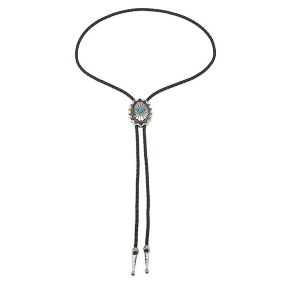 Apooke Bolo Tie for Men Western Cowboy Style Necktie with Carved Turquoise Buckle Gentleman Formal Meeting Costume Accessories