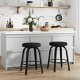 thumbnail image 3 of Swivel  Stools Set of  Counter Height Backless  Stools  Fabric  Seat  Sturdy Curved Wood Legs  Mid-Century Modern Island Stools for Kitchen   Dining Room, 3 of 5