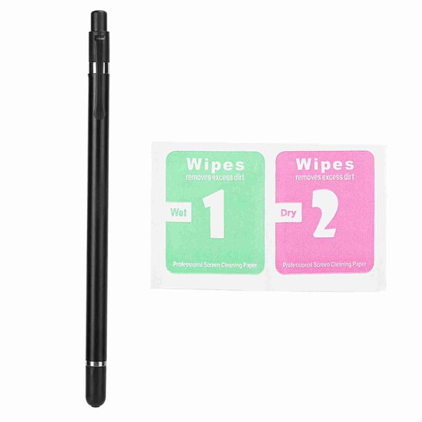 Lápiz óptico de doble punta para tableta, teléfono móvil, pantalla táctil, no recargable, universal (negro)