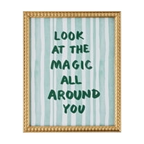 Beautiful "Look at the Magic All Around You" Inspirational Quote Beaded Golden Frame – 11x14 Rectangle Motivational Wall Art Decor for Bedroom, Hallway, Entryway, Office, Living Room