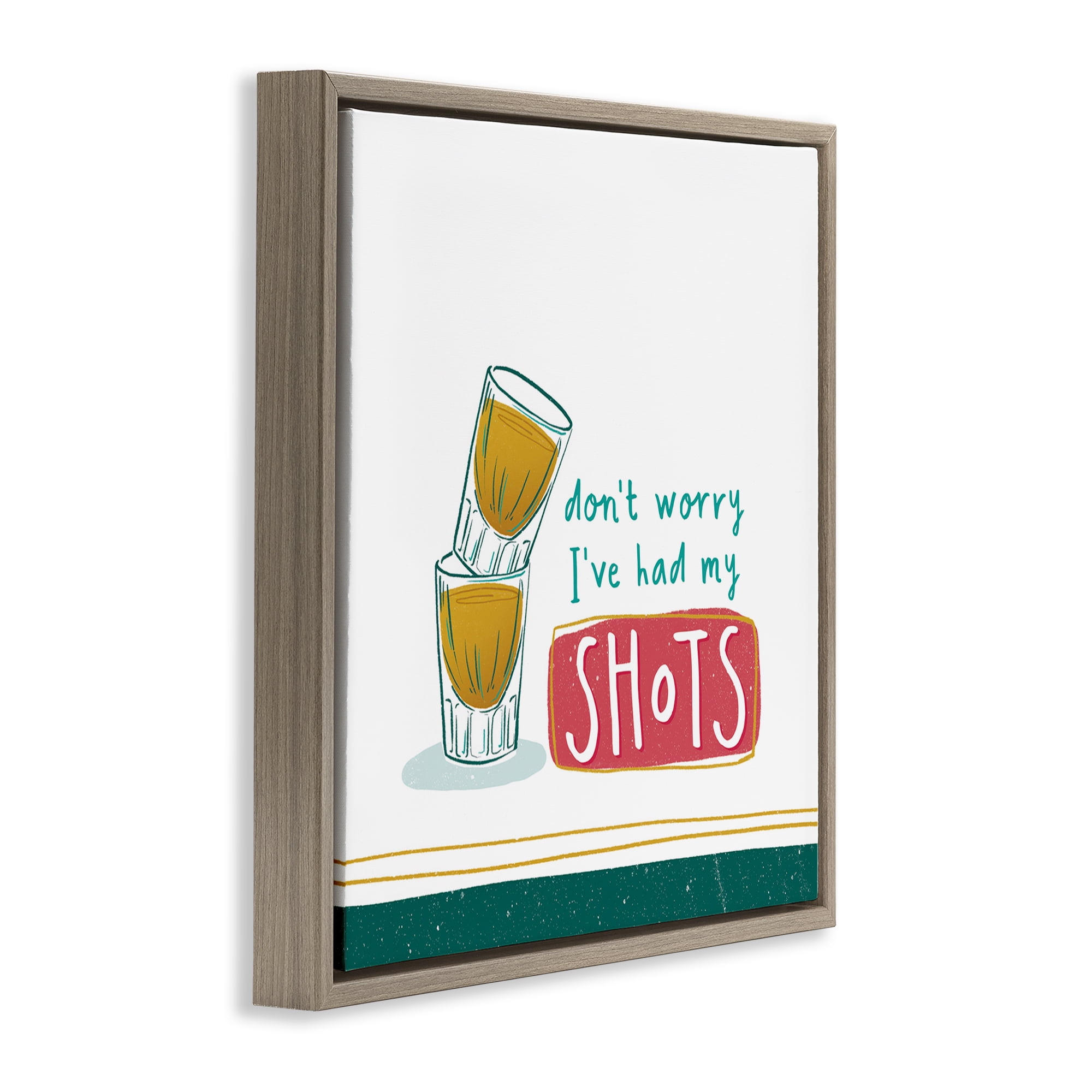 Stupell Industries Alcohol Shots Humor Food & Beverage Painting Brown Floater Framed Canvas Art Print Wall Art, 18 x 18