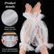 thumbnail image 4 of Un par de mangas blancas desmontables abullonadas de encaje para vestido de novia, de 39,4 cm de largo, de tul liso y transparente., 4 of 6