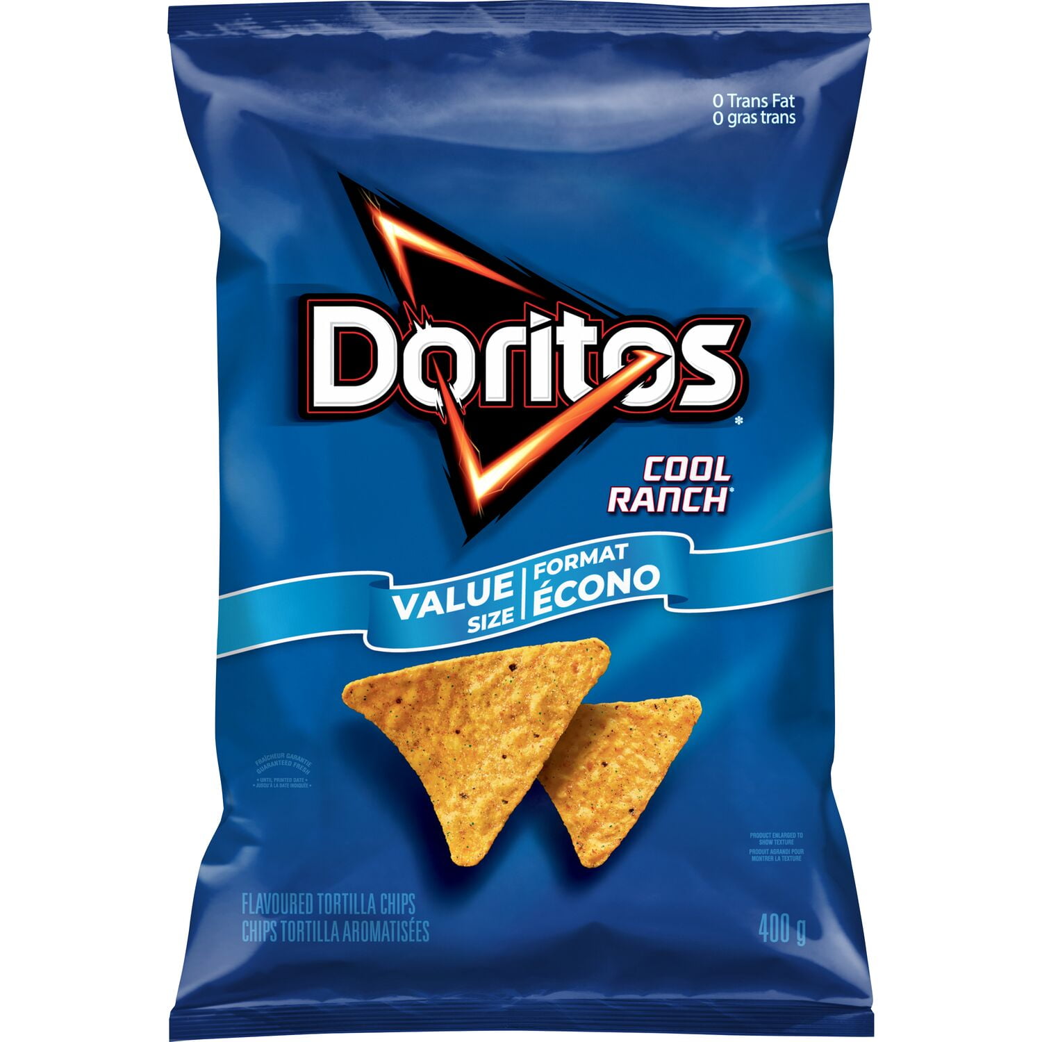 Doritos Cool Ranch Flavoured Tortilla Chips, Value Size, 400 g.