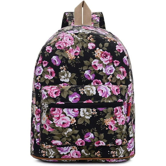 Bravo Floral (14 Inch) School Backpack, Beautiful All-Purpose Casual Daypack, Floral Black