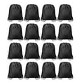 thumbnail image 1 of 16pcs Drawstring Backpack Polyester Sport Draw String Bag Cinch Sack, Black, 1 of 7