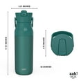 thumbnail image 6 of Zak Designs Harmony Water Bottle for Travel or At Home, 32oz Recycled Stainless Steel is Leak-Proof and Vacuum Insulated with Chug Opening and Carry Handle (Emerald Green), 6 of 9