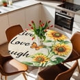 thumbnail image 2 of Yellow Sunflower Green Leaf Elastic Fitted Round Table Cover Vintage Butterfly Floral Waterproof Outdoor Tablecloth for Holiday Party, Picnic, Patio & Dining Fits Tables Up to 55"-60", 2 of 8