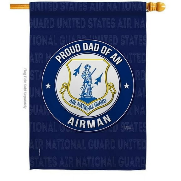 Breeze Decor H108516-BO Air Force Proud Dad Airman House Flag Armed Forces National Guard 28 x 40 in. Double-Sided Decorative Vertical Flags for Decoration Banner Garden Yard Gift