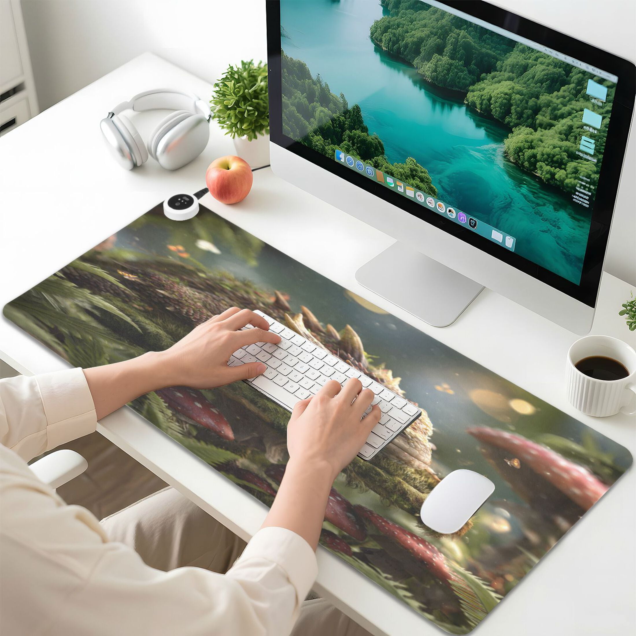 Wobogo Lizards Heated Mouse Pad Extra-Large Desk Mat With 3 Heating Levels and 3-hour Auto Shut-Off Protection Ideal for Computer Keyboards Home Office Hand-warming Essential 31.5in × 13in