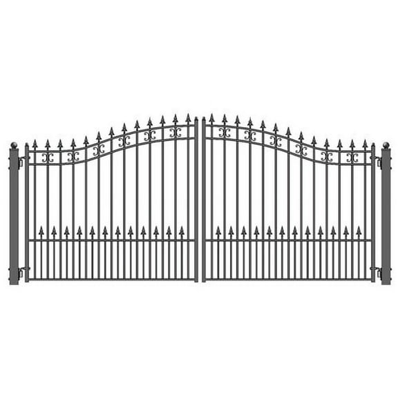 ALEKO Steel Dual Black Swing Driveway 18 x 6 feet Gate St. Louis Style