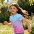 thumbnail image 3 of Dwellite Girls V-Neck Shirts Short Sleeve Cute Summer Tee Shirts Baggy Soft Tops 3-13 Years Sky Blue 120, 3 of 7