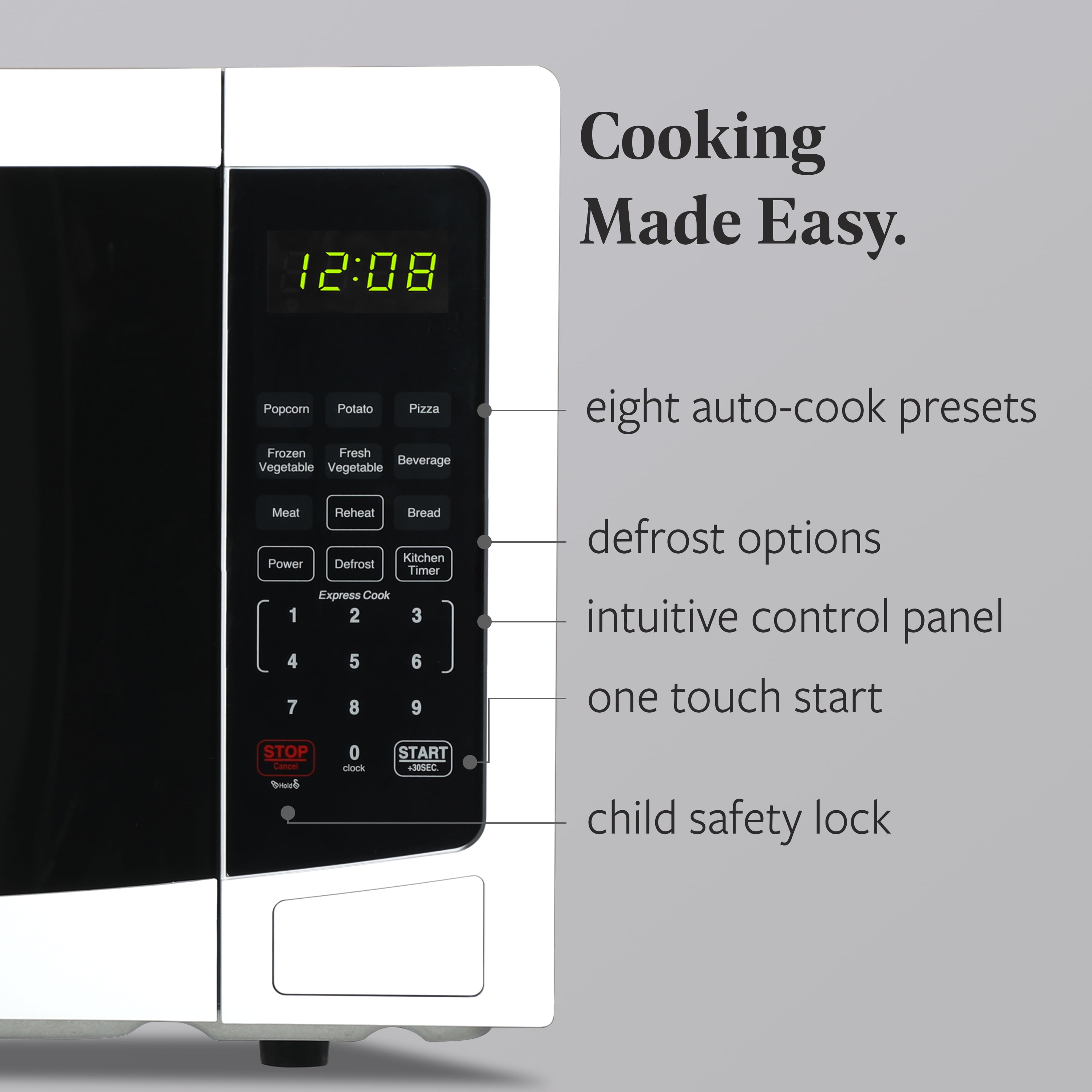 Farberware 1.1 cu ft Microwave Oven, 1000W Countertop Microwave Oven with 8 Auto Cook Programs, White