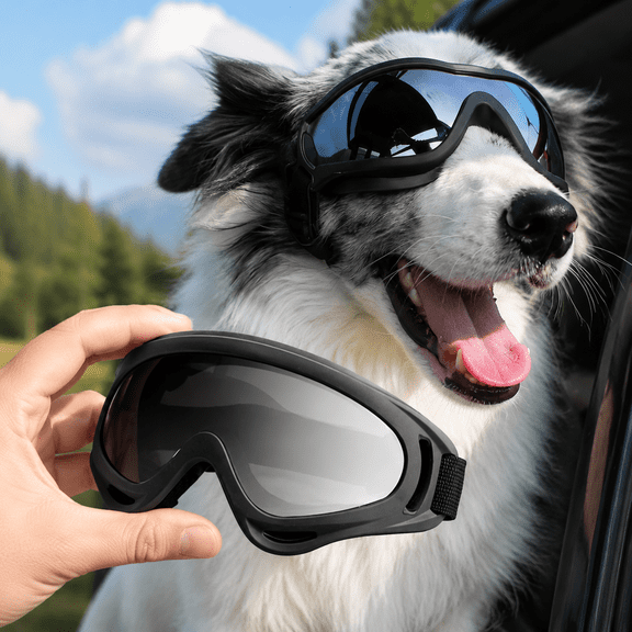 Dog Goggles for Large Breeds, UV Protection Dog Sunglasses with Adjustable Straps, Windproof Pet Eyewear for Medium to Large Pets, Soft Frame, Breathable