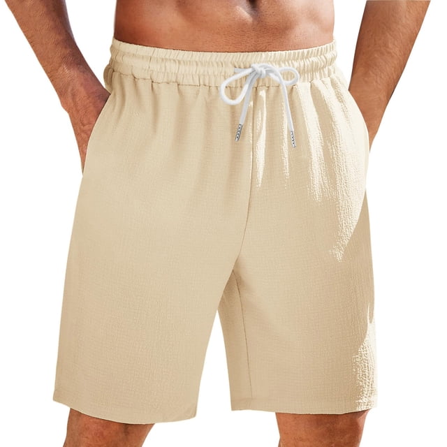 Mgmyaa Men's Casual Shorts Drawstring Elastic Waist Beach Short Pants with Pockets
