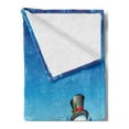 thumbnail image 2 of Christmas Soft Flannel Fleece Throw Blanket, Snowman on the Christmas Eve Santa's Sleigh in the Starry Sky Fantasy Artwork, Cozy Plush for Indoor and Outdoor Use, 50" x 70", Blue White, by Ambesonne, 2 of 5
