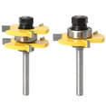 thumbnail image 2 of 2Pcs 1/4 Inch Shank 3-Teeth Tongue Groove Router Bit Set Woodworking Cutter Tool, 2 of 7