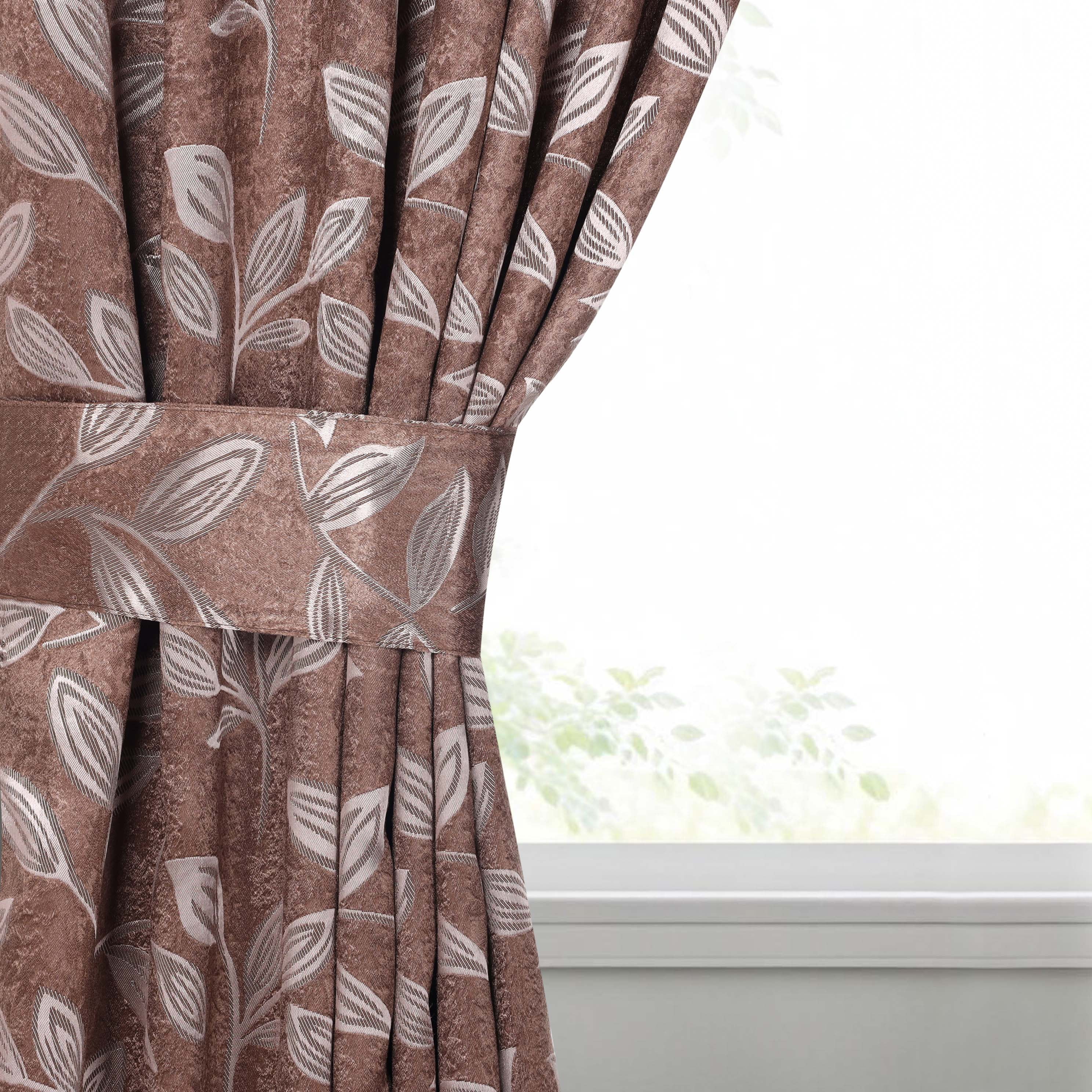 Superior Blackout Leaves Curtains Set of 2, Light Filtering Grommet Curtain Panel Set, Copper, 46"W x 96"L