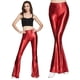thumbnail image 2 of Pantalones acampanados con cintura elástica y moda de cuero brillante para mujer de escenario sexy de Europa y Estados Unidos, pantalones de pierna ancha para discoteca, 2 of 5
