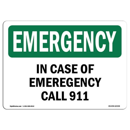 OSHA EMERGENCY Sign - In Case Of Call 911 Bilingual  | Choose from: Aluminum, Rigid Plastic or Vinyl Label Decal | Protect Your Business, Construction Site, Warehouse & Shop Area |  Made in the