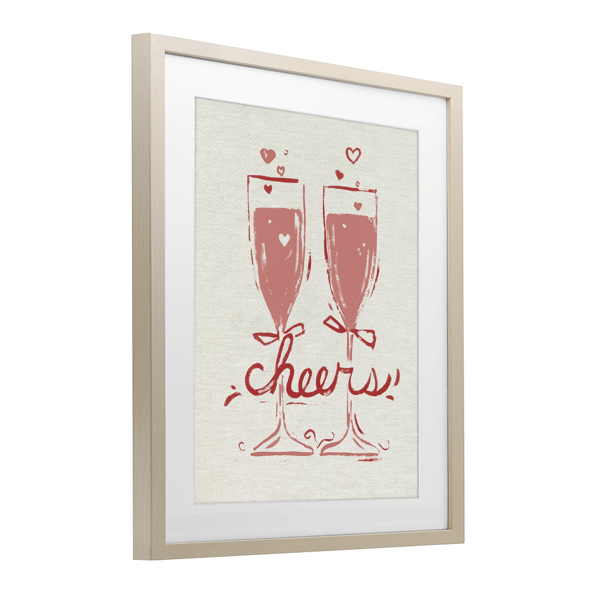 Stupell Industries Romantic Cheers To Love Birch Framed Print Under Glass, design by June Erica Vess