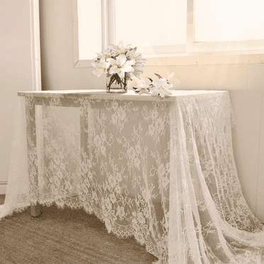 Lace Tablecloth White Table Cloth Wedding Decorations for Reception 60 x 120 inch Rustic Lace Fabric Tea Party Bridal Shower Decorations