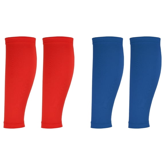 Uxcell Sun Protection Leg Sleeves, Sports Compression Leg Cooling Ice Silk Sleeves with Anti-slip Silicone Strips, Blue/Red& Polyester&2Piar -Fitting for(Running Cycling Football )