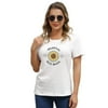 SJENERT Sunflower Shirt Women Cute Floral Graphic Printed Tee Shirts Short Sleeve Funny T-Shirt Top Blouse(White-3XL)