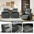 thumbnail image 5 of Bonzy Home Electric Recliner for Living Room Home Theater Seating Leather Reclining Chair Sofa Furniture with Cup Holders USB Ports and Hidden Storage, Gray, Set of 3, 5 of 10