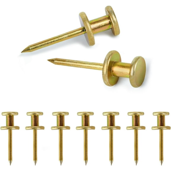 Double Headed Picture Hangers(20lbs-50pcs), Picture Hanging Nails, Thumb Tacks for Wall Hanging, Wall Nails for Hanging, Professional Plaster Picture Hooks for Wooden Wall or Drywall