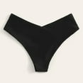 thumbnail image 6 of WREESH Womens High Cut Bikini Bottoms New Fashion Scarless Low Waist Solid Swimming Trunks Beach Bathing Suit Black, 6 of 9