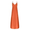 thumbnail image 4 of Honeeladyy Womens Plus Size Spaghetti Strap Maxi Dresses Summer Solid Color Sleeveless Loose Long Dress with Pockets Orange XXXL, 4 of 5