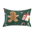 thumbnail image 7 of Yayeee Pillowcase Queen Size Set of 2 Satin Wrinkle Resistant Pillow Case, Green Christmas Gingerbread, 7 of 7