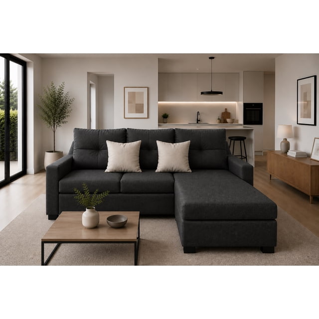 Sala Esquinera El Bazar Store Hermes Lino nacional Gris oxford 215x165 cm Lado Izquierdo y derecho