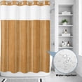 thumbnail image 3 of No Hook Shower Curtain, Orange Stripe Shower Curtains for Bathroom with See Through Top Window, Farmhouse Modern Minimalist Geometric Waterproof & Washable Bath Curtain Extra Long 72"x96", 3 of 9
