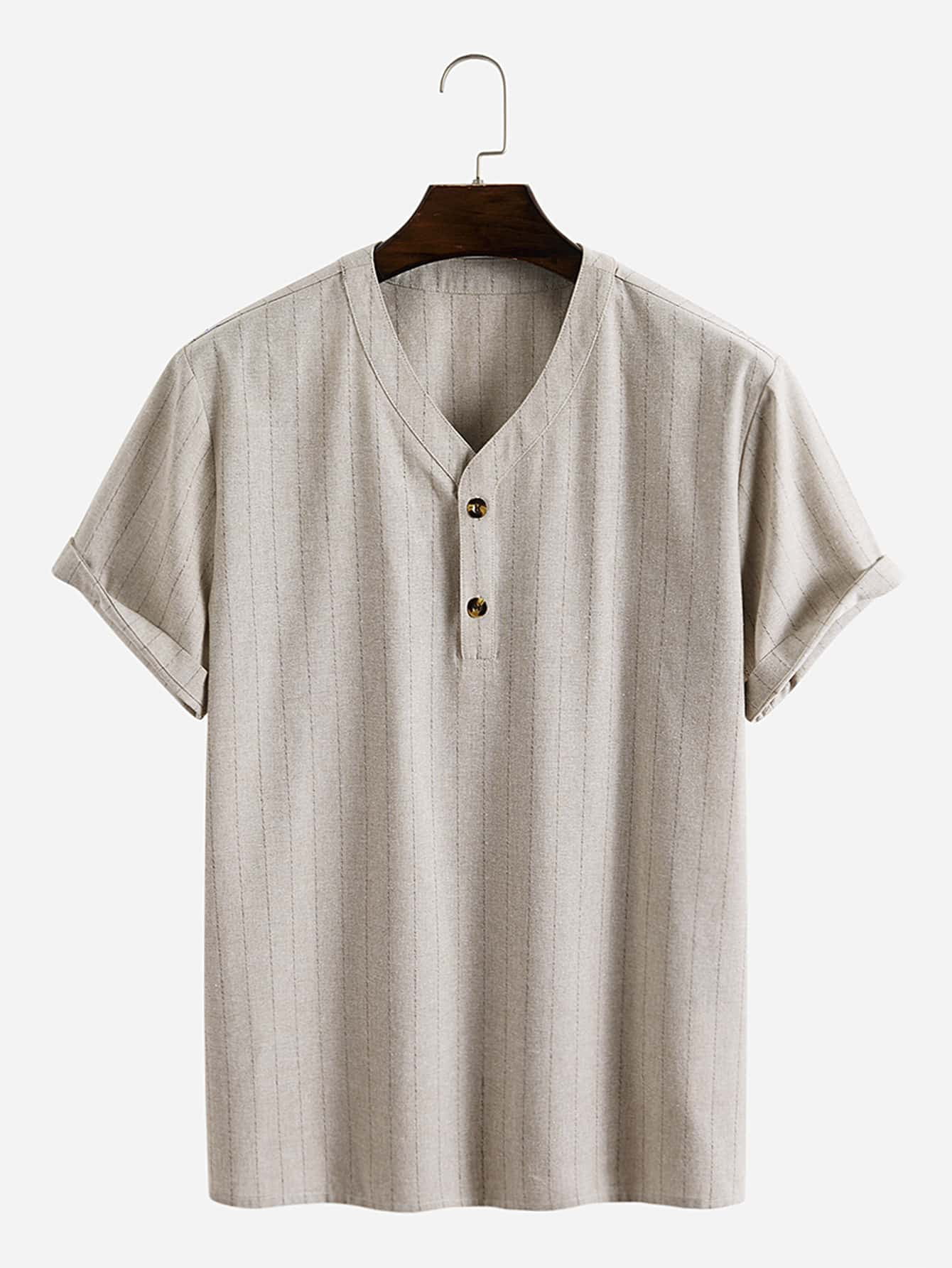 Men Vertical Striped Quarter Button Shirt 2022 A058W - Walmart.com