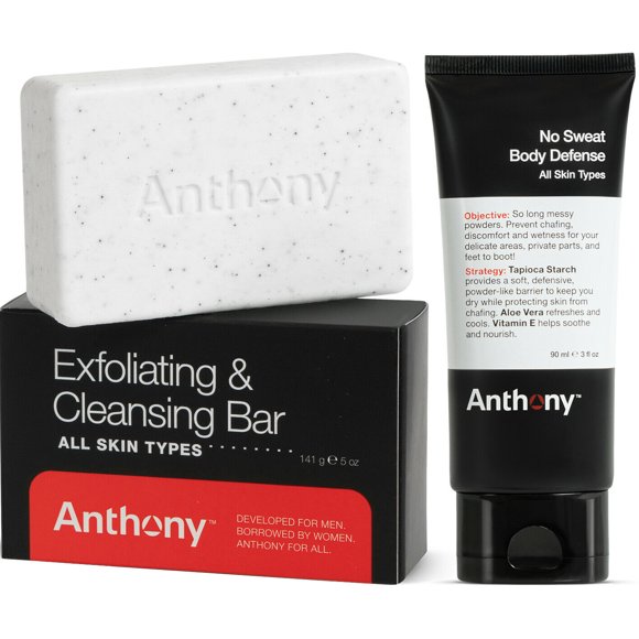 Anthony No Sweat Body Defense 3 Oz and Anthony Exfoliating and Cleansing Bar